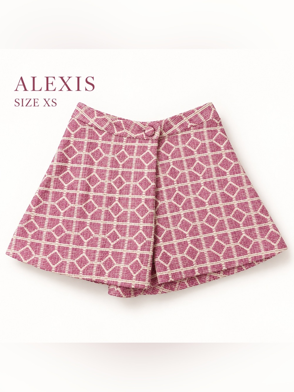 ALEXIS Pink Cream Jacquard High-Waist Shorts XS